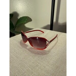 y2k style Red oval Sunglasses Gradient sport Lens Striped Temple Detail S3065-2